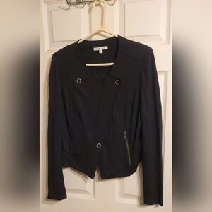 Black Women's Blazer with Zipper Detail
